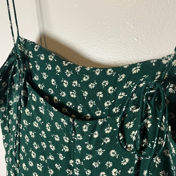 Reformation Green Floral Sarah Chive Spaghetti Strap Mini Sundress Sz 10 - Picture 10 of 11